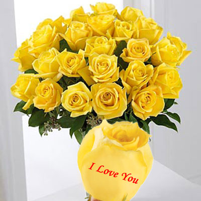 "Talking Roses (Print on Rose) (25 Yellow Rose) I Love You - Click here to View more details about this Product